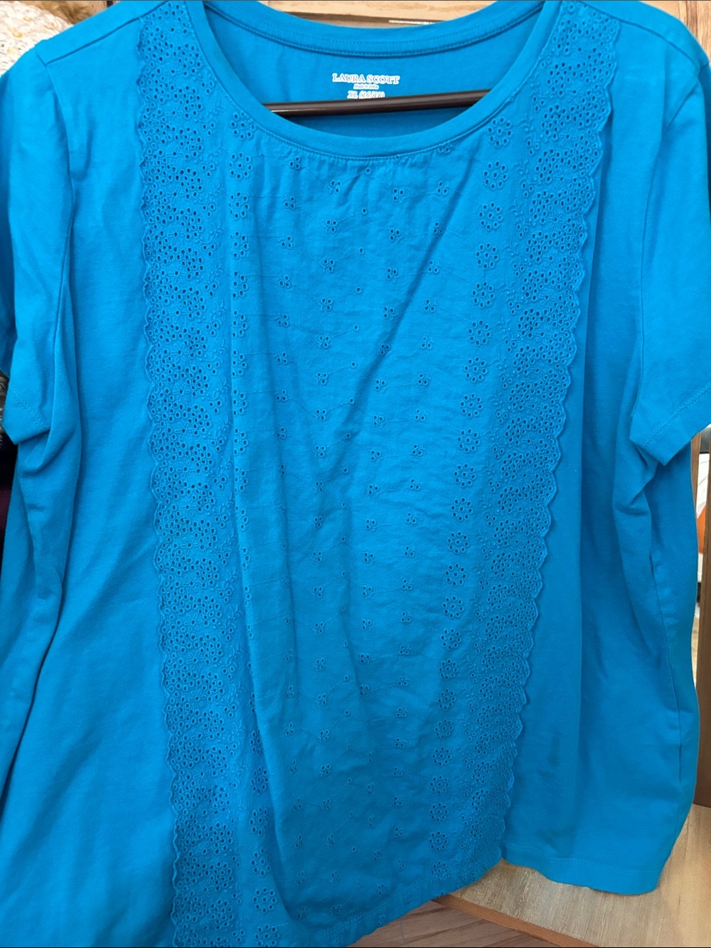 Laura Scott Eyelet Front  Top - Extra Large